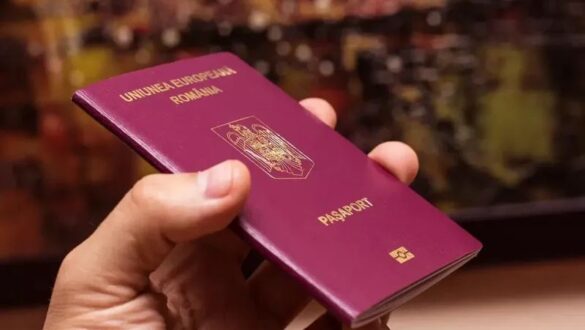 Паспорт Румунії в руках, символ європейської ідентичності та можливостей подорожей.