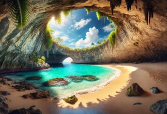 Прихований пляж Playa de Amor на островах Мариета, Мексика у сонячну погоду.