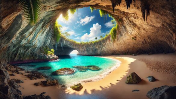 Прихований пляж Playa de Amor на островах Мариета, Мексика у сонячну погоду.